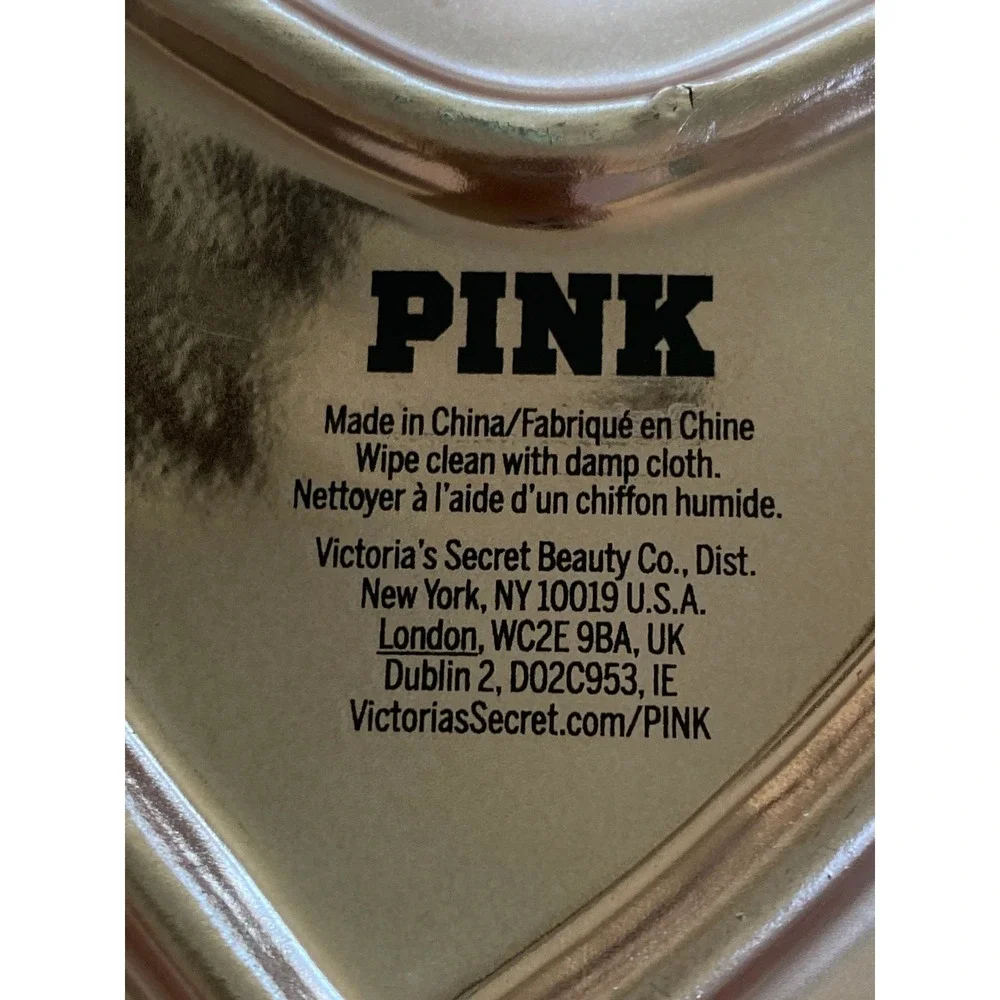 Victoria's Secret PINK Rose Gold Heart Trinket Dish Jewelry Tray Dog Logo 5